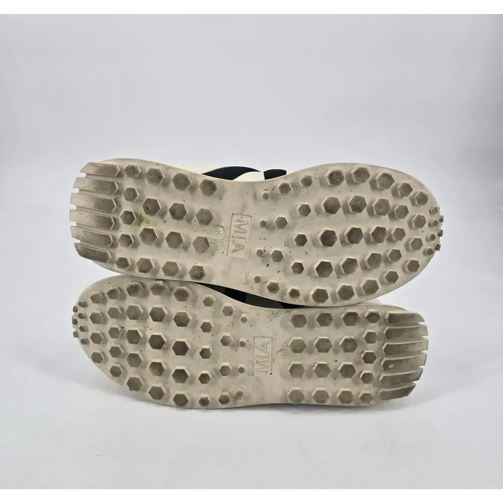 MIA Town Sneakers Womens 8 Cream Black Leopard Neutral Casual Athleisure Shoe‎